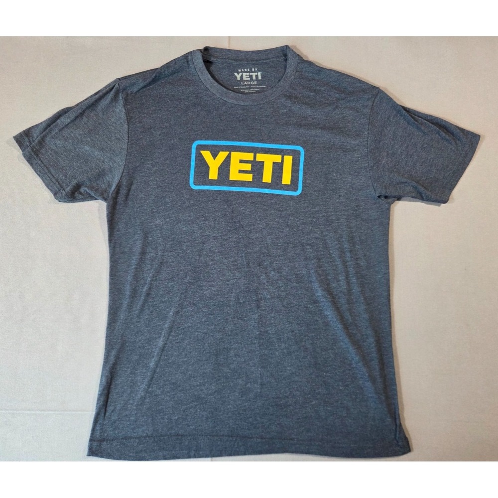 Yeti Shirt Mens Large Gray Logo Outdoor Stretch Camping Hiking Lightweight